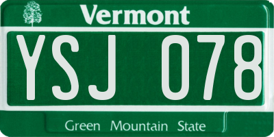 VT license plate YSJ078
