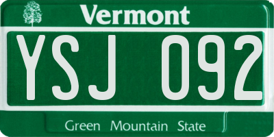 VT license plate YSJ092
