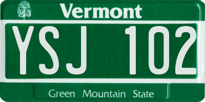 VT license plate YSJ102