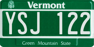 VT license plate YSJ122