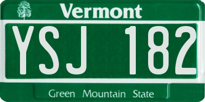 VT license plate YSJ182