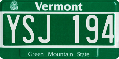 VT license plate YSJ194