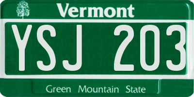 VT license plate YSJ203