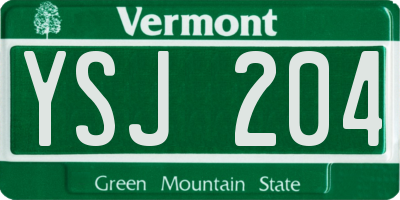 VT license plate YSJ204