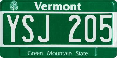 VT license plate YSJ205