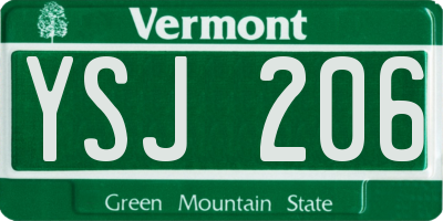 VT license plate YSJ206