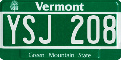 VT license plate YSJ208