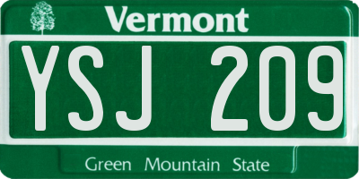 VT license plate YSJ209