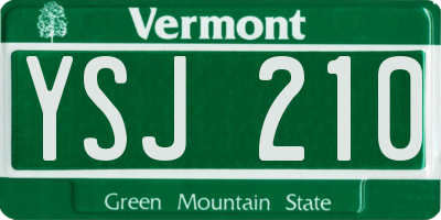 VT license plate YSJ210