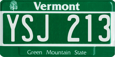 VT license plate YSJ213