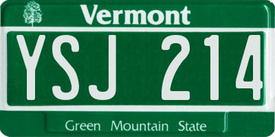VT license plate YSJ214