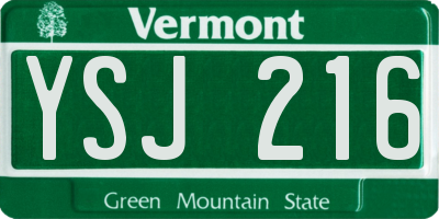VT license plate YSJ216