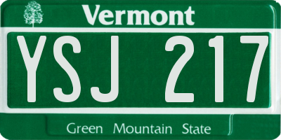 VT license plate YSJ217
