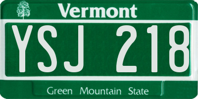 VT license plate YSJ218