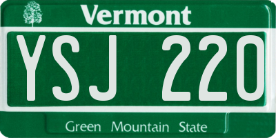 VT license plate YSJ220