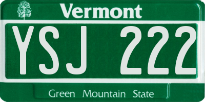 VT license plate YSJ222