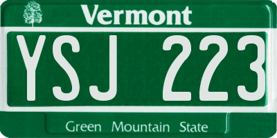 VT license plate YSJ223