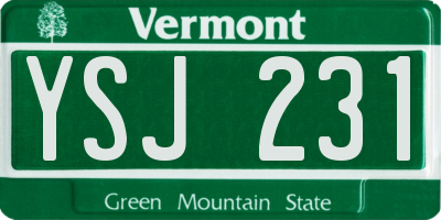 VT license plate YSJ231