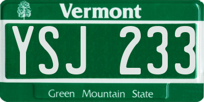VT license plate YSJ233