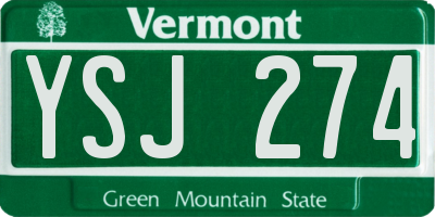 VT license plate YSJ274