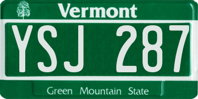VT license plate YSJ287