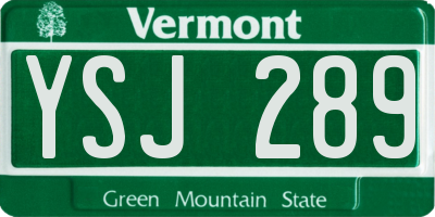 VT license plate YSJ289