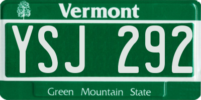 VT license plate YSJ292
