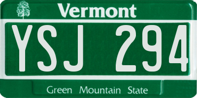 VT license plate YSJ294
