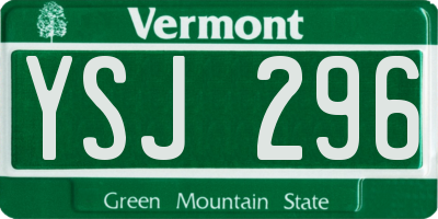 VT license plate YSJ296