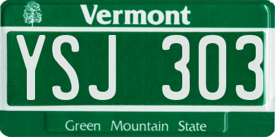VT license plate YSJ303