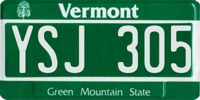 VT license plate YSJ305