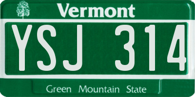 VT license plate YSJ314