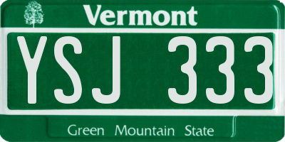 VT license plate YSJ333