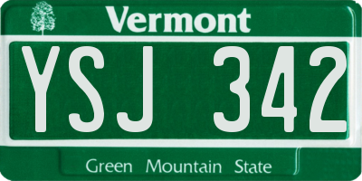 VT license plate YSJ342