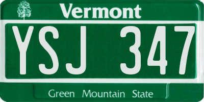 VT license plate YSJ347