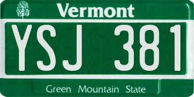VT license plate YSJ381