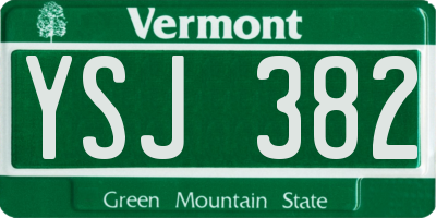 VT license plate YSJ382