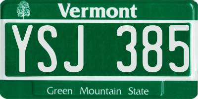VT license plate YSJ385