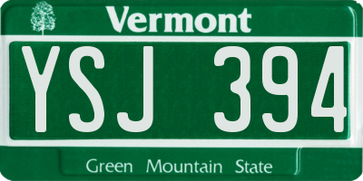 VT license plate YSJ394
