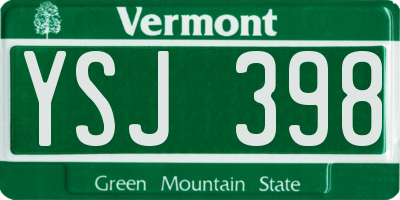 VT license plate YSJ398