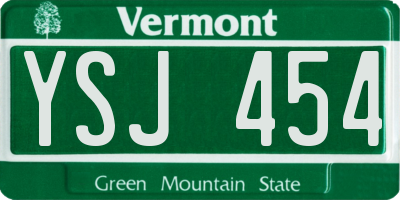 VT license plate YSJ454