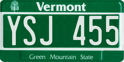 VT license plate YSJ455