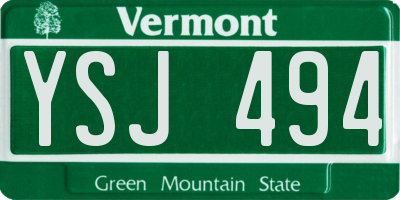 VT license plate YSJ494