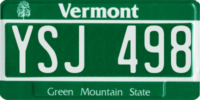 VT license plate YSJ498