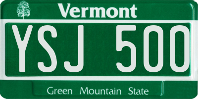 VT license plate YSJ500