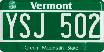 VT license plate YSJ502