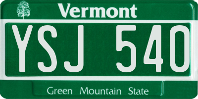 VT license plate YSJ540