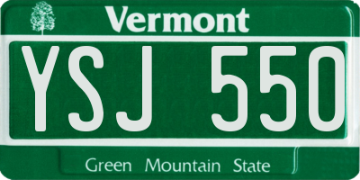 VT license plate YSJ550