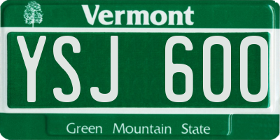 VT license plate YSJ600