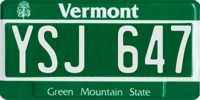 VT license plate YSJ647